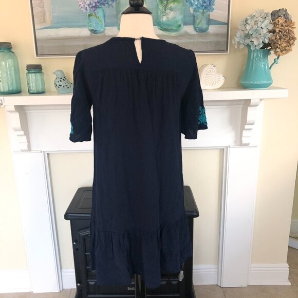 Loft Embroidered Boho Ruffle Dress Medium - Picture 3 of 11